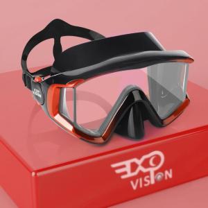 Adult Pano 3 Scuba Diving Mask, Tempered Glass Snorkel Mask Anti-Fog Swim Mask No Leakage Swim Goggles with Nose Cover Snorkeling Gear for Snorkeling, Freediving, Swimming(Gradient Orange)