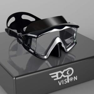 Adult Pano 3 Scuba Diving Mask, Tempered Glass Snorkel Mask Anti-Fog Swim Mask No Leakage Swim Goggles with Nose Cover Snorkeling Gear for Snorkeling, Freediving, Swimming(Black)