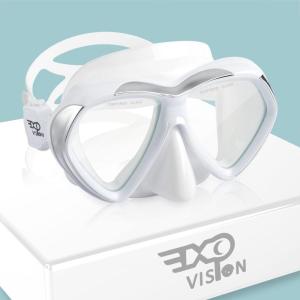 Adult Scuba Diving Mask, Anti-Fog Snorkel Goggles Tempered Glass Swim Mask Goggles with Nose Cover Professional Snorkeling Gear for Diving Snorkeling(White)