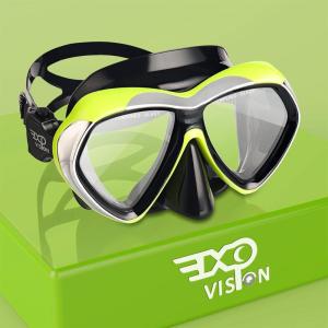 Adult Scuba Diving Mask, Anti-Fog Snorkel Goggles Tempered Glass Swim Mask Goggles with Nose Cover Professional Snorkeling Gear for Diving Snorkeling(Yellow)