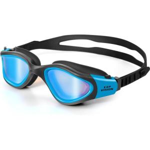 EXP VISION Adult Swim Goggles, Anti Fog Swimming Goggles Women Men No Leaking Triathlon Water Goggles(Blue(mirror Blue))
