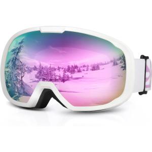 EXP VISION Ski Goggles for Men Women, OTG Snowboard Goggles with 100% UV Protection Anti Fog Lens Snow Goggles(Purple)