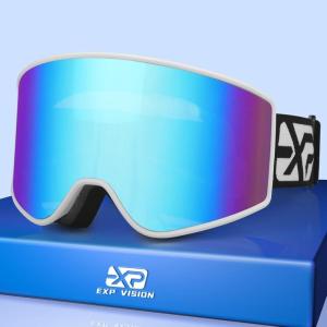 EXP VISION Ski/Snowboard Goggles Parent-child Snow Goggles Over Glasses for Men, Women Youth Kids(Adult Ski Goggles-blue)
