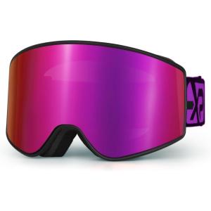 EXP VISION Ski/Snowboard Goggles Parent-child Snow Goggles Over Glasses for Men, Women Youth Kids(Adult Ski Goggles-burgundy)