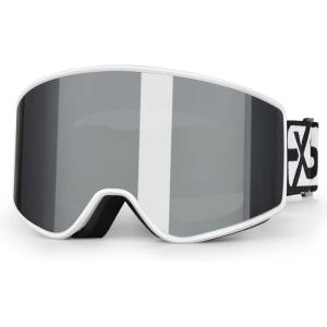 EXP VISION Ski/Snowboard Goggles Parent-child Snow Goggles Over Glasses for Men, Women Youth Kids(Adult Ski Goggles-wsilver)