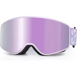 EXP VISION Ski/Snowboard Goggles Parent-child Snow Goggles Over Glasses for Men, Women Youth Kids(Kids Ski Goggles-pail Lilac)