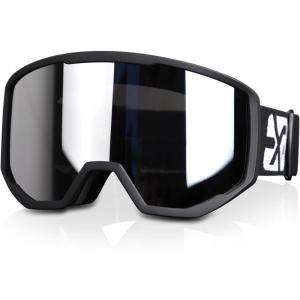 EXP VISION Ski/Snowboard Goggles for Men Women, OTG Snow Goggles Anti Fog UV Protection(Black Frame Sliver)