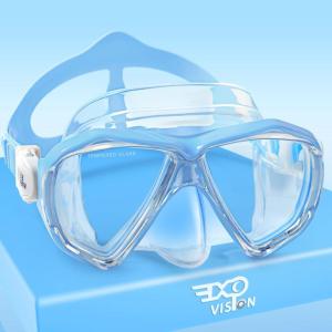 Kids Diving Mask 180° Anti-Fog Swim Mask, Tempered Glass Child Swim Goggles with Nose Cover Anti-Leak Kids Swim Goggles 4-14 Boys Girls for Diving, Snorkeling, Swimming(Harry Blue)
