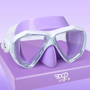 Kids Diving Mask 180° Anti-Fog Swim Mask, Tempered Glass Child Swim Goggles with Nose Cover Anti-Leak Kids Swim Goggles 4-14 Boys Girls for Diving, Snorkeling, Swimming(Purple)