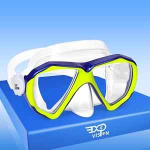 Kids Diving Mask 180° Anti-Fog Swim Mask, Tempered Glass Child Swim Goggles with Nose Cover Anti-Leak Kids Swim Goggles 4-14 Boys Girls for Diving, Snorkeling, Swimming(Yellow)
