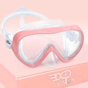 Kids Snorkel Swim Mask, Child Diving Mask Anti-Fog Swim Goggles with Nose Cover for Snorkeling Diving Swimming(Pale Pink)
