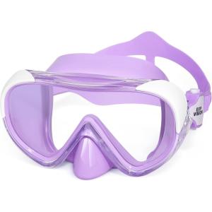 Kids Swim Mask 180° Snorkel Diving Mask, Anti-Fog Child Swim Goggles with Nose Cover No-Leak Swimming Goggles Anti-Shattered Lens for Youth 4-15(Amethyst)