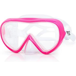 Kids Swim Mask 180° Snorkel Diving Mask, Anti-Fog Child Swim Goggles with Nose Cover No-Leak Swimming Goggles Anti-Shattered Lens for Youth 4-15(Bright Pink)