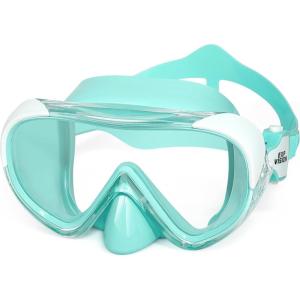 Kids Swim Mask 180° Snorkel Diving Mask, Anti-Fog Child Swim Goggles with Nose Cover No-Leak Swimming Goggles Anti-Shattered Lens for Youth 4-15(Mint Green)