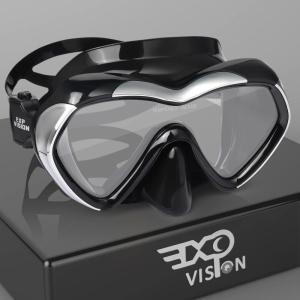 Scuba Diving Mask Anti-Fog Panoramic Snorkel Goggles, Adult Mirror Swim Mask Single Lens Swim Goggles wIith Nose Cover for Diving, Snorkeling, Swimming(Black)