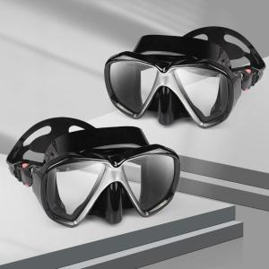 Snorkel Diving Mask Panoramic HD Swim Mask, Anti-Fog Scuba Diving Goggles,Tempered Glass Dive Mask Adult Youth Swim Goggles with Nose Cover for Diving, Snorkeling, Swimming(Black 2 Pack)