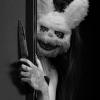 EXP VISION Halloween Spooky Plush Mask, Bloody Creepy Animal Head Mask, Horror Costume Play Party, Haunted House(Abunny)