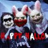 EXP VISION Halloween Spooky Plush Mask, Bloody Creepy Animal Head Mask, Horror Costume Play Party, Haunted House(Abunny)