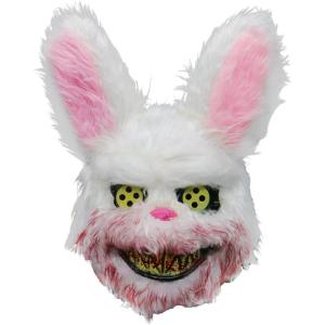 EXP VISION Halloween Spooky Plush Mask, Bloody Creepy Animal Head Mask, Horror Costume Play Party, Haunted House(Abunny)