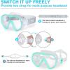 Scuba Diving Mask for Adults – Anti-Fog Swim Mask Wide View Swimming Goggles with Nose Cover Professional Snorkeling Goggles Gear Tempered Glass Lens with Fabric Strap for Men Women(Aqua)