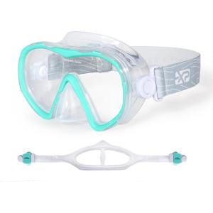Scuba Diving Mask for Adults – Anti-Fog Swim Mask Wide View Swimming Goggles with Nose Cover Professional Snorkeling Goggles Gear Tempered Glass Lens with Fabric Strap for Men Women(Aqua)