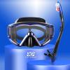 2pcs Diving mask Top Dry Snorkel Set for Snorkeling Freediving Swimming (Black +Blue Set)