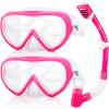 2PCS Kids Snorkeling Set Panoramic Snorkel Mask, Anti-Fog Youth Scuba Diving Mask Anti-Leak Dry Top Snorkel, Tempered Glass Swim Mask Professional Child Snorkeling Gear