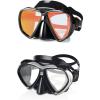2pcs Diving mask Set for Snorkeling Freediving Swimming (Black +Blue Lens)