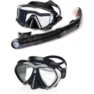 2 PCS Scuba Diving Mask with Dry Top Snorkel Set, Professional Snorkeling Gear for Snorkeling Freediving Swimming