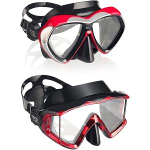 2 Pack Snorkel Diving Mask, Panoramic HD Scuba Swim Mask, Tempered Anti-Fog Lens Glasses Snorkel Goggles, Scuba Dive Mask
