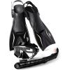 2pcs Adults Diving Mask and Fins Snorkel Set Snorkeling Gear Snorkel Diving Mask, Panoramic HD Swim Mask, Anti-Fog Scuba Diving Goggles, Silicone Skirt Tempered Glass Dive Mask Adult Youth