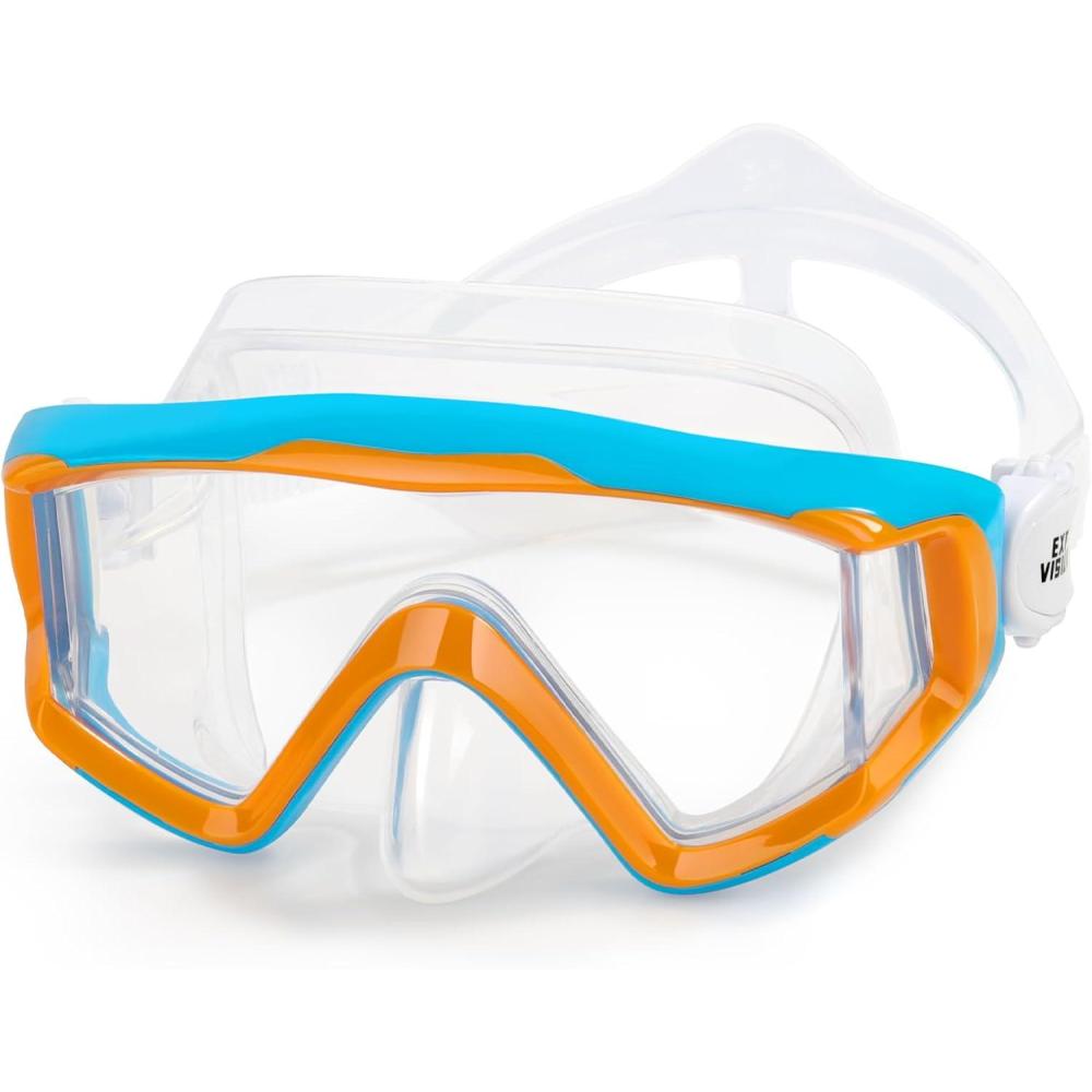 image180 Panoramic Kids Swim Goggles Pano 3 Kids Diving Mask AntiFog ampLeakProof Child Swim Mask Unbreakable PC Lens Kids Goggles with Nose Cover for Boys amp Girls Age 414OrangeBlue