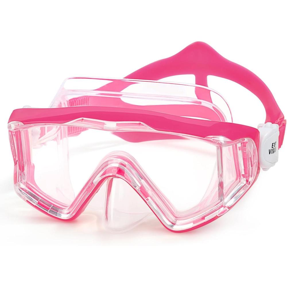 image180 Panoramic Kids Swim Goggles Pano 3 Kids Diving Mask AntiFog ampLeakProof Child Swim Mask Unbreakable PC Lens Kids Goggles with Nose Cover for Boys amp Girls Age 414Bright Pink