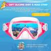 180° Panoramic Kids Swim Goggles – Pano 3 Kids Diving Mask, Anti-Fog &Leak-Proof Child Swim Mask Unbreakable PC Lens Kids Goggles with Nose Cover for Boys & Girls (Age 4-14)(Bright Pink)