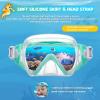 180° Panoramic Kids Swim Goggles – Pano 3 Kids Diving Mask, Anti-Fog &Leak-Proof Child Swim Mask Unbreakable PC Lens Kids Goggles with Nose Cover for Boys & Girls (Age 4-14)(Aqua)