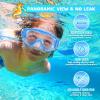 180° Panoramic Kids Swim Goggles – Pano 3 Kids Diving Mask, Anti-Fog &Leak-Proof Child Swim Mask Unbreakable PC Lens Kids Goggles with Nose Cover for Boys & Girls (Age 4-14)(Blue)