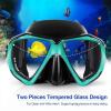 Snorkel Diving Mask Panoramic HD Swim Mask, Anti-Fog Scuba Diving Goggles,Tempered Glass Dive Mask Adult Youth Swim Goggles with Nose Cover for Diving, Snorkeling, Swimming(Black+Aqua 2 Pack)