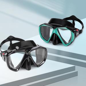 Snorkel Diving Mask Panoramic HD Swim Mask, Anti-Fog Scuba Diving Goggles,Tempered Glass Dive Mask Adult Youth Swim Goggles with Nose Cover for Diving, Snorkeling, Swimming(Black+Aqua 2 Pack)