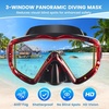 2 Pack Snorkel Mask for Adults – 180° Panoramic View, Anti-Fog Shatterproof PC Lens, Dry Snorkel Set for Diving, Swimming & Travel(Black+Red)