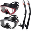 2 Pack Snorkel Mask for Adults – 180° Panoramic View, Anti-Fog Shatterproof PC Lens, Dry Snorkel Set for Diving, Swimming & Travel(Black+Red)